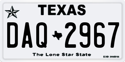 TX license plate DAQ2967