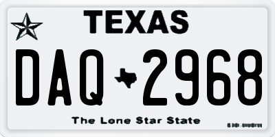 TX license plate DAQ2968