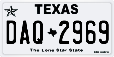 TX license plate DAQ2969