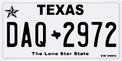 TX license plate DAQ2972