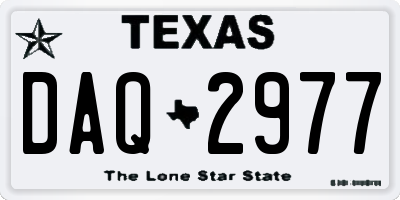 TX license plate DAQ2977