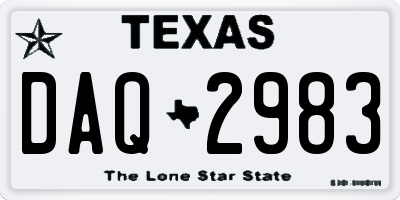TX license plate DAQ2983