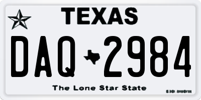 TX license plate DAQ2984