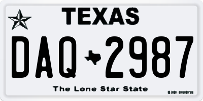 TX license plate DAQ2987