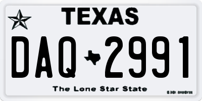 TX license plate DAQ2991