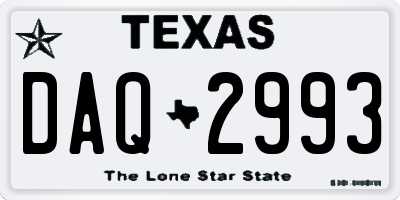 TX license plate DAQ2993