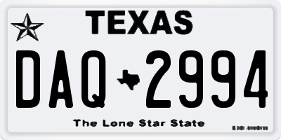 TX license plate DAQ2994