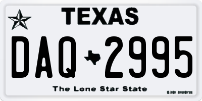 TX license plate DAQ2995