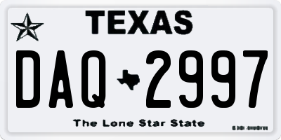TX license plate DAQ2997
