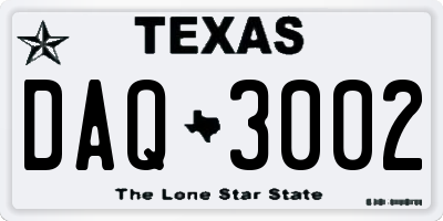 TX license plate DAQ3002