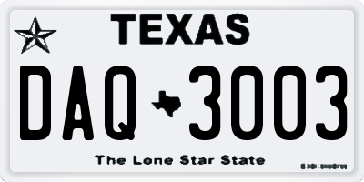 TX license plate DAQ3003