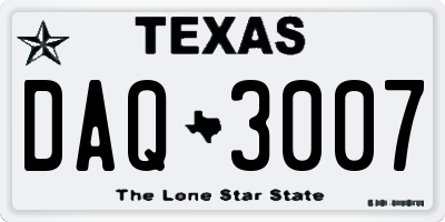 TX license plate DAQ3007