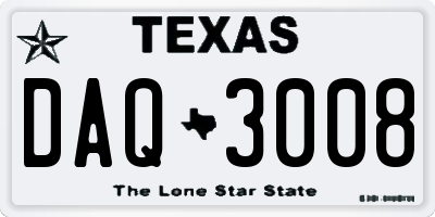 TX license plate DAQ3008