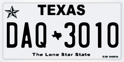 TX license plate DAQ3010
