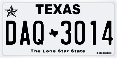 TX license plate DAQ3014