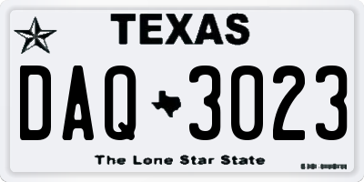 TX license plate DAQ3023
