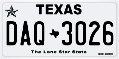 TX license plate DAQ3026