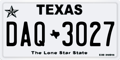 TX license plate DAQ3027
