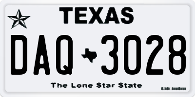 TX license plate DAQ3028