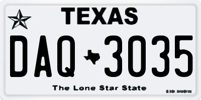 TX license plate DAQ3035