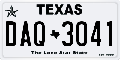 TX license plate DAQ3041