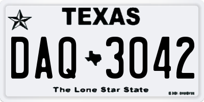 TX license plate DAQ3042