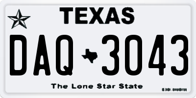 TX license plate DAQ3043