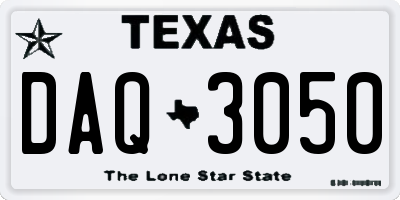 TX license plate DAQ3050