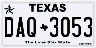 TX license plate DAQ3053