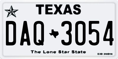 TX license plate DAQ3054