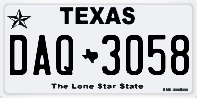 TX license plate DAQ3058