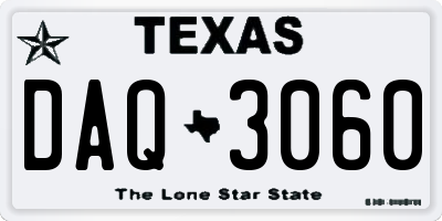 TX license plate DAQ3060