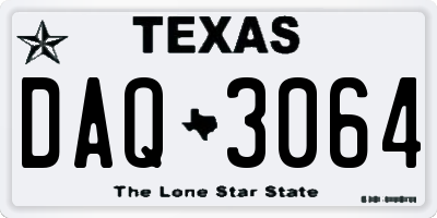 TX license plate DAQ3064