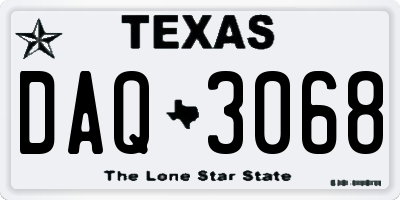 TX license plate DAQ3068