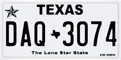 TX license plate DAQ3074
