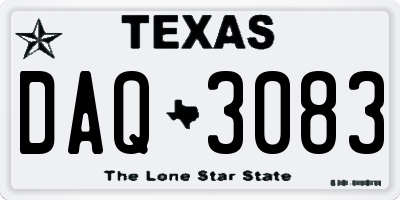 TX license plate DAQ3083