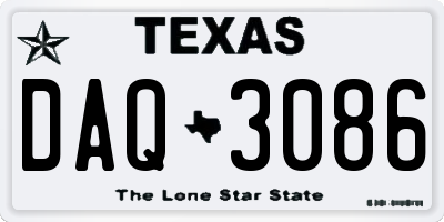TX license plate DAQ3086