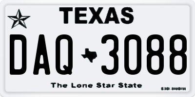 TX license plate DAQ3088