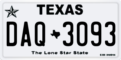 TX license plate DAQ3093