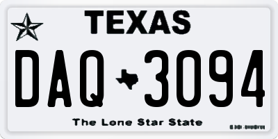 TX license plate DAQ3094