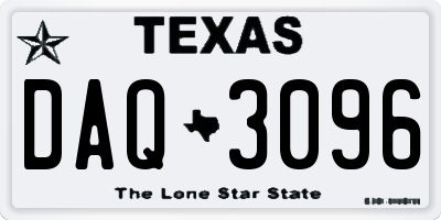 TX license plate DAQ3096