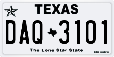 TX license plate DAQ3101