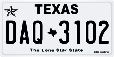 TX license plate DAQ3102