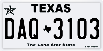 TX license plate DAQ3103