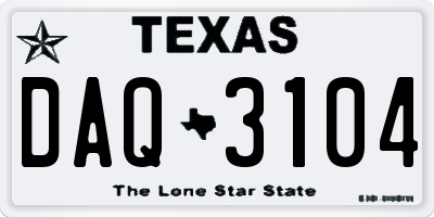 TX license plate DAQ3104