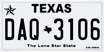 TX license plate DAQ3106