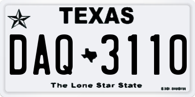 TX license plate DAQ3110