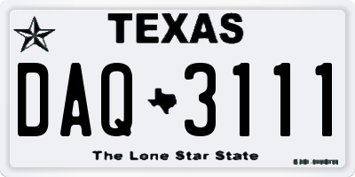 TX license plate DAQ3111