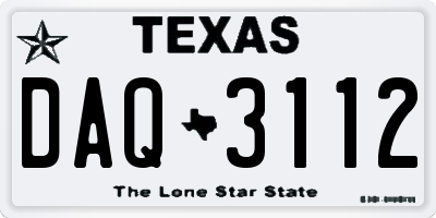 TX license plate DAQ3112