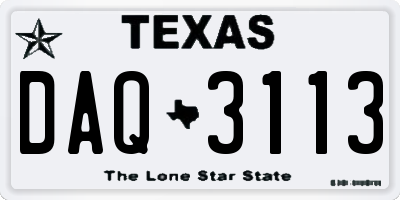 TX license plate DAQ3113
